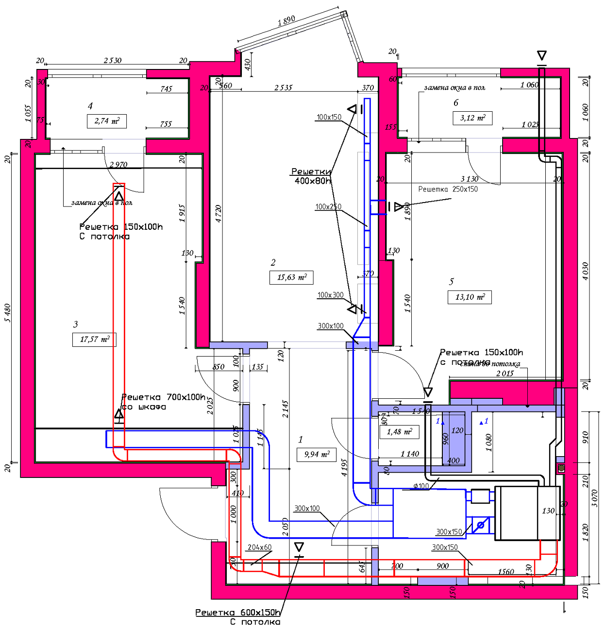 План-схема квартиры, для которой сделано увлажнение воздуха