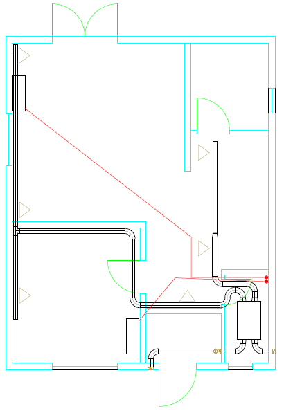 Вентиляция в доме - схема первого этажа